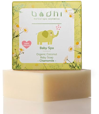 Bodhi® Bio Babyseife KAMILLE 50g - Hautpflege für zarte Babyhaut, mit Organic Kokosnuss-Öl, Handgemachte Kinderseife stück, 100% Natürlich & Vegan