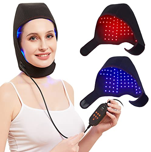 JOBYNA Rot & Infrarot & Blaulicht-Therapie für Haarwachstum und Schmerzlinderung, 460nm 660nm 850nm Therapiemütze, LED Infrarottherapie Rotlichtlampe für Haarausfall, Schmerz, Nachwachsen der Haare
