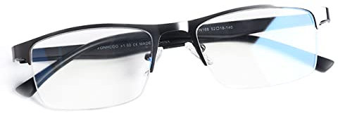 FONHCOO Halbrand Lesebrille Herren Halbbrille Lesehilfe für Senioren Sehhilfe mit Blaulichtfilter Halbrandbrille in Dunkelgrau, 3,0 Dioptrien