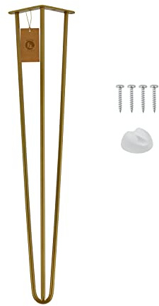 MORIA DESIGN 1 Stück Hairpin Leg Tischbein 80 cm - Gold, Metall, Höhenverstellbar - Tischbeine für Schrank, Hocker, Nachttisch, Couchtisch, Industrial Stil