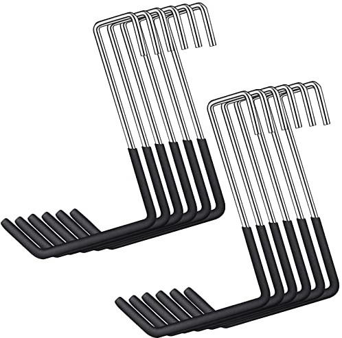 12 Pack Heavy Duty Rafter Hooks for Hanging Vinyl Coated Large S Hooks for Hanging Ladder Bike Hangers Garage Storage Organizer Black