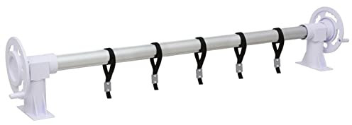 Tidyard Catherinol Rouleau de Couverture de Piscine Enrouleur de Bâche de Piscine Rouleau de Couverture de Piscine avec Base en Plastique Blanc et argenté