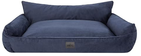 Bjird Hundebett - Hundekorb für kleine mittelgroße & große Hunde - Hundekissen - Hundesofa - Bezug abnehmbar und waschbar - Joker - Größe: M: 82 x 63 cm - Navyblau Fancy