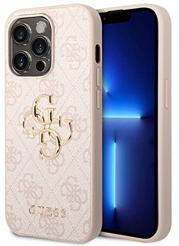 Guess PU 4G Metal Logo case iPhone 14 Pro pink, GUHCP14L4GMGGR, schwarz