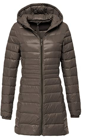 Damen-Daunenjacke, warm, lang, leicht, weiß, Entendaunenjacke, ultraleicht, mit Kapuze, tragbarer Daunenmantel, Army lv se, 50