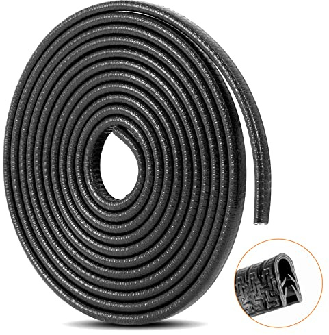 Protector de Puerta de Coche U Forma Coche Puerta Sello Protección de Borde Anti Choques Traje para la mayoría del Coche (Negro 5M)