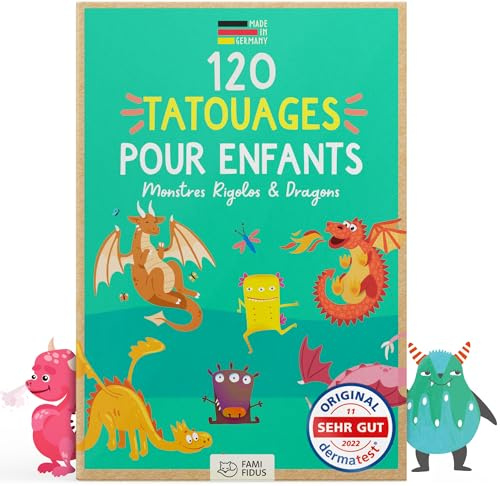 Famifidus 120 Kinder Tattoos hautfreundlich I Zauberhaftes Geschenk für Mädchen und Jungen I Dermatologisch SEHR GUT I Tattoo Kinder Made in Germany I Tattoo für Jungs & Mädchen | Gadget Party Kinder Geburtstag
