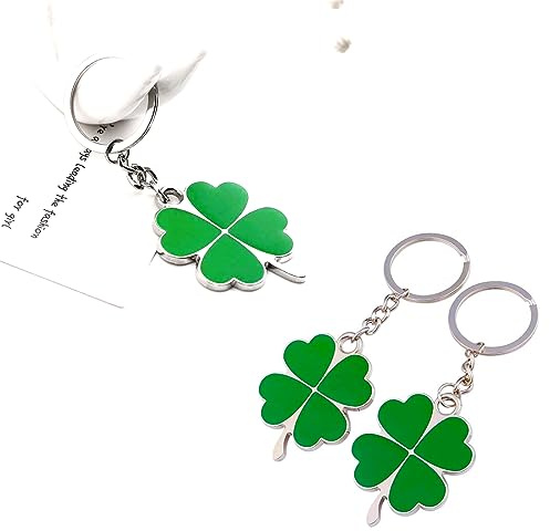Porte-clés cadeau trèfle à quatre feuilles porte-bonheur porte-bonheur pendentif nouvel emploi nouvel an pour femme petite amie collègue (2 pièces)