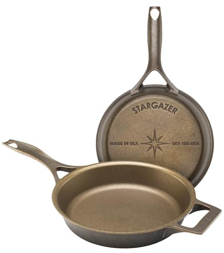 Stargazer 10.5-Inch Cast Iron Skillet | Made in USA, Seasoned, Premium Frying Pan for Grilling, Searing, Baking & More – Durable Cast Iron with Smooth Cooking Surface