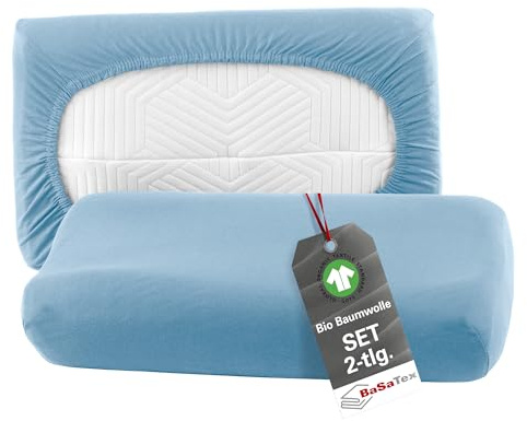 BaSaTex Universal Kissenbezug Bio, 2er Pack, 40x60 cm, Rauchblau