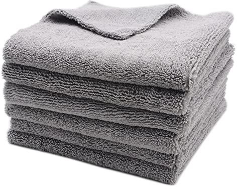 AGAATI Autowaschhandtuch, 6 Stück, 320 g/m², 40 x 40 cm, superdicker Plüsch, kantenlose Mikrofasertücher, Autopflege-Reinigungstücher, Mikrofaser, Polieren, Detaillierung, Trocknen