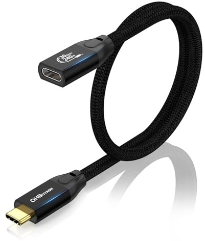 USB C Verlängerungs Kabel 0,5M, 20Gpbs Datenkabel USB C 3.2 Gen2x2 Verlängerung 240W PD3.1 Schnellladen USB-C Stecker auf Buchse 4K@60Hz Videoübertragung Kompatibel mit SSD MacBook S26/S25/S24