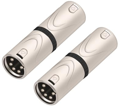 HOZIBING XLR Adapter, 5 Pin to 5 Pin Male Connector for DMX Audio Microphone Mixer Mic Extension - 2 Pack