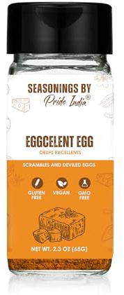 Vegan Egg Seasoning 2.3 oz (65 gm) w/Convenient Dual Sifter Cap Savory Spicy Tangy Aromatic Flavour | Plant Based Egg Alternative | Non Bio-Engineeres Vegan Gluten Free by Pride of India