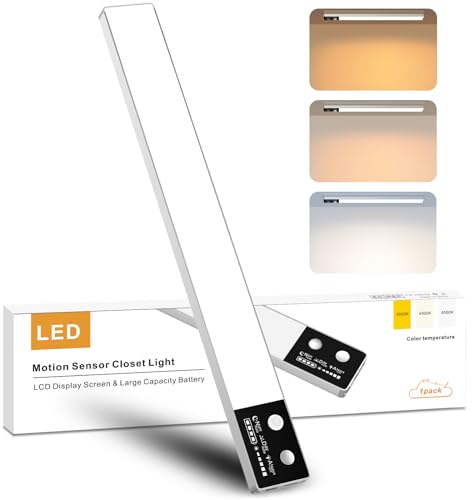 BOOTEEK 40CM Unterbauleuchte 3000K/4500K/6500K Umschaltbar Schrankbeleuchtung 3000mAh Type-C Aufladbar Ultradünne Lünette LED Lichtleiste mit Bewegungsmelder für Küche Schlafzimmer Schrank