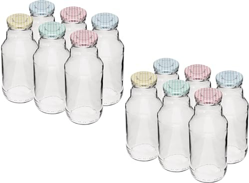 lilawelt24 12x Flasche für Saft 330 ml mit Schraubverschluss Ø 43 – 6 St., Leere Glasflaschen flasche zum befüllen Saftflaschen