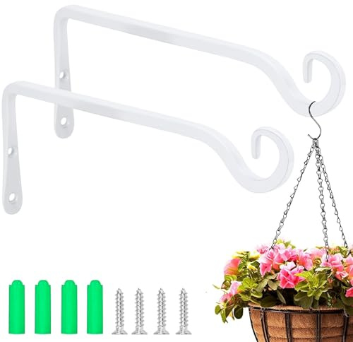 AFASOES 2 Stück Pflanzenhalterung Wand 25cm Blumenampelhalter Weiß | Metall, Pulverbeschichtet, Für Blumenampeln, Vogelhäuschen, Laternen, Balkon, Garten, Terrasse Und Innenbereich