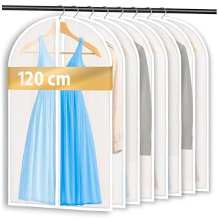 FiRiO® 8 x Premium Kleidersäcke mottensicher, atmungsaktiv & wasserfest - Transparente Kleiderhülle für Anzug, Hemd & Co - Kleidersäcke mit Reißverschluss - Kleiderschutzhüllen - Größe: 120x60cm