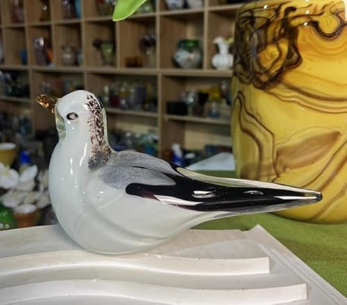 DECRZPB Farbige Glasur handgefertigte Glasmöwe-Vogelfigur mundgeblasenes Glas Briefbeschwerer Geburtstagsgeschenk Tischdekoration Heimdekoration