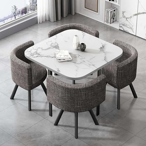 Büro Empfang Runder Tisch und Konferenztisch Set - 5-teiliges Essgruppe für Küche, Esszimmer - Verhandlungstisch Stühle mit Couchtisch Set für 4