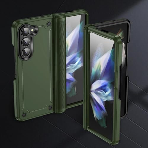 NHDCJF Schutzhülle für Samsung Galaxy Z Fold 5 Fold5 Zfold5, zweilagige Klapphüllen für Samsung Z Fold 5, Handytasche, Armeegrün, für Samsung Z Fold 5