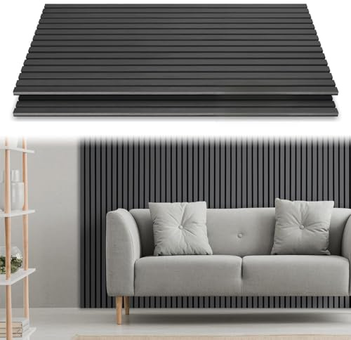 Ollewiellan Akustikpaneele 1.44㎡ 2er Wandpaneele Holz Grau und Filz 120x60CM Holzpaneele,Wandverkleidung holz für Studio und Zuhause Innenwanddekoration –Wandpaneele Grau