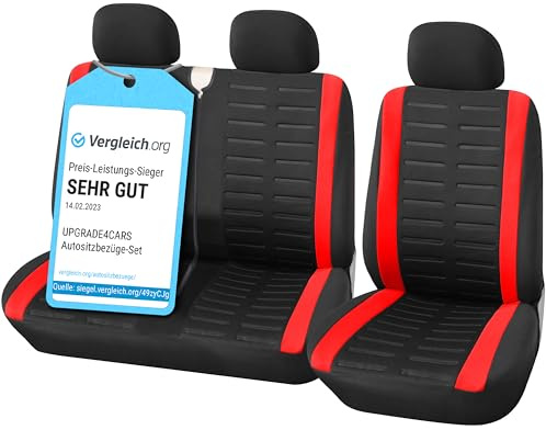 upgrade4cars Housses de Siège de Camion Avant Universelle Noir Rouge | Pour utilitaires & vans | convient à la plupart des voitures | Protège les sièges de l'usure | Été & Hiver