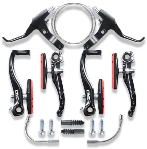 CNCLOL V Brake Set, Front & Rear Universal Bicycle V-Brake Calipers, Linear Pull Replacement for Mountain/MTB/Road/BMX/City/Folding Bike, Black/Red