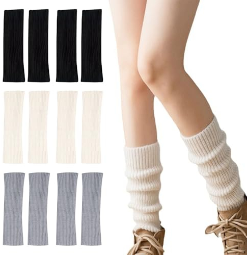 6 Paar Leg Warmers, Stulpen Damen Beinstulpen Legwarmers Beinwärmer Aus Den 90ern,Gestrickte Beinstulpen für Frauen Mädchen Winterstiefelmanschetten Warme Kniewärmer Geeignet für Ballett,Fitness