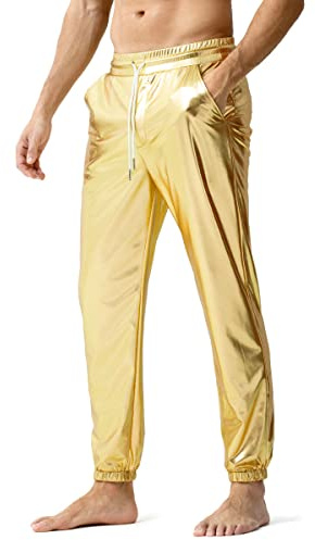 Casey Kevin Metallic Hose Herren Glitzer Outfit Pants Disco Glänzend Hosen Glitzer Metallisch Festival Hose Herren