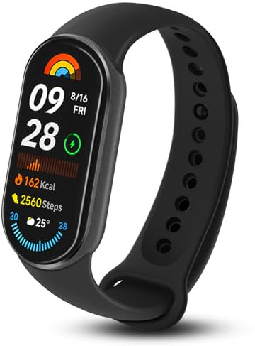 Mi Smart Band 9 Fitness Tracker - 1.62 1200Nits AMOLED Display, 21-Day Battery, 5ATM Waterproof, Sp02 Tracking, Heart Rate & Sleep Monitor, 150+ Sports Modes for Running/Gym UK Stock Fast Delivery