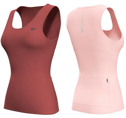 Lo.gas cykeltröja dam ärmlös cykeltröja andas racercykel jersey cykelskjorta mountainbike kvinnor sportskjortor för kvinnor linne 1–2-pack linne, 3 korallrosa-rosa, XL