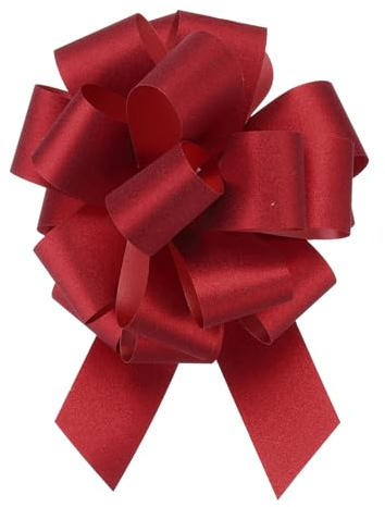 QUARKZMAN 10 Stück 15 cm Geschenkschleifen Satinband Seidenband Glitzer Auto Große Ziehschleife Geschenkverpackungsschleifen für Weihnachtsblumen Geschenke Geburtstag Hochzeit, Rot