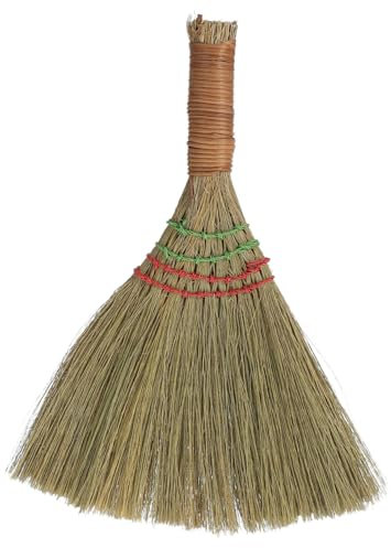 Ipetboom Small Straw Whisk Broom Handheld Desk Broom with Soft Bristles Large Woven Handle for Household Dust Cleaning Indoor Outdoor Car Sweeping