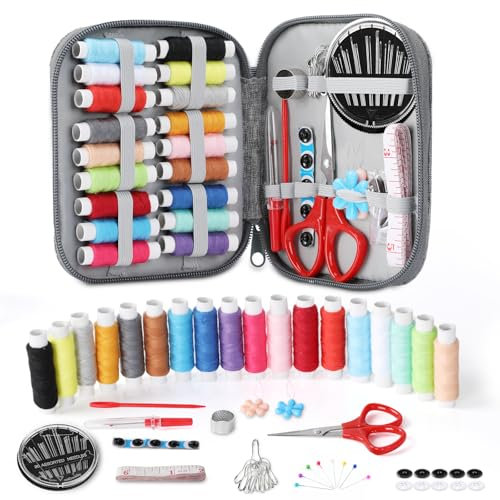 VynyQoo Professionelles Nähset mit 90 Nähzubehör, Reisenähset Sewing Kit mit Tragbares Gehäuse, Kleines Nähsets Grundausstattung für Erwachsene Anfänger Reisende Notfall