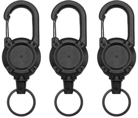 FveVqe Retractable Keychain, Durable Lanyard for Outdoor, Key Chain With Bearing Force, Easy Attached to Belts Backpacks (Black)
