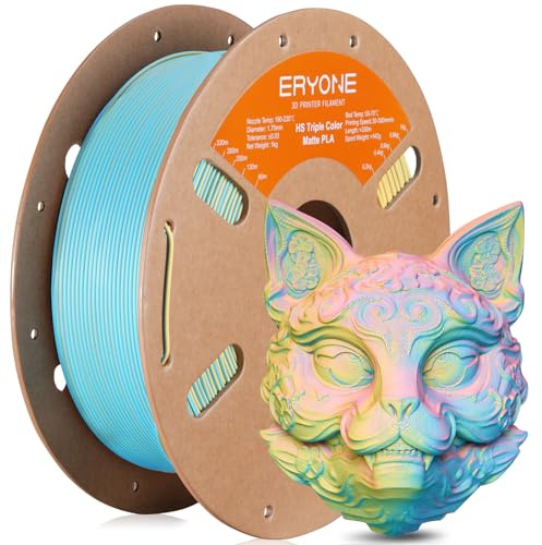 ERYONE High Speed Tri-Color Matte PLA Filament 1.75mm +/- 0.03mm, Rapid Multicolor Matte Filament, 1kg(2.2LBS)/Spool, Hyper Speed Triple Color Matte PLA, Pink & Yellow & Blue