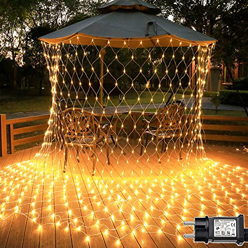 Joysing Rate Luminosa Esterno 3m x 2m 208 LED Rete Luci Albero di Natale, 8 Modalità Luci da Esterno Natalizie Impermeabile Catene Luminose per Natalizie Interno Esterno Decorazioni - Bianco Caldo