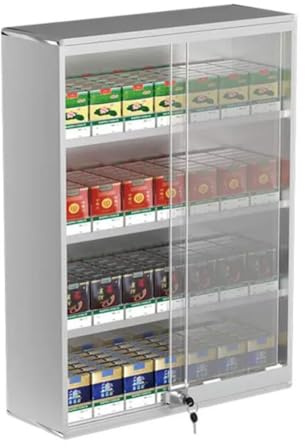 Cigarettdisplayfodral – väggmonterad cigaretthylla med skjutdörr och lås – 5/10-pack kapacitet för detaljhandelsmarknaden