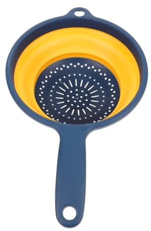 GLEAVI Cestello Scolafratta Pieghevole in Pp Blu Manico, Resistente e Facile da Lavare, per Conservare Frutta e Verdura in Cucina Stile Casuale