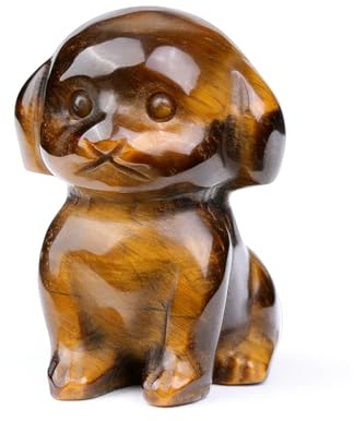 JSDDE Edelstein Hunde Figur Deko, Edelsteine Welpen, Süße Kristall Hund, Mini Heilstein Welpe Ornament, Heilsteine Deko für Hundeliebhaber, Dekoration für Zuhause, Büro, Zimmer (Tierauge)