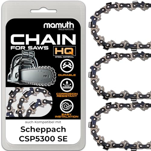 3x Chaîne de tronçonneuse 50 cm 1,5 mm 0,325 76 TG pour Scheppach CSP5300 SE