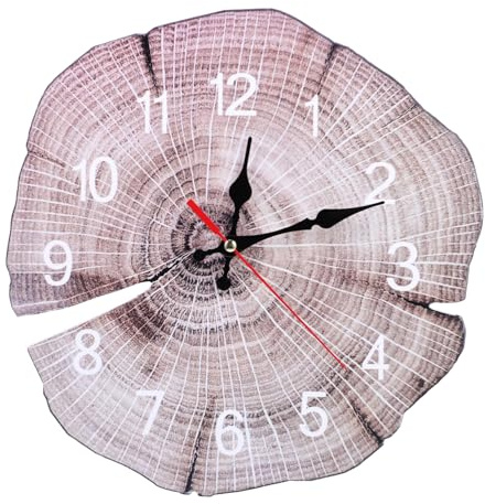 MUELODSIC Reloj de Pared Silencioso de Madera Chic Diseño de Anillos Anuales Decoración para Salón Dormitorio y Cocina para Moderno
