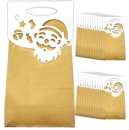 Weihnachtstüten Befüllen 24 Stück Kraftpapier Geschenktüten DIY | Kleine Geschenkbeutel mit Griff für Advent, Weihnachtsgeschenke, Schule & kreative DIY Ideen