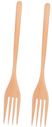 LALADEFIEE 2 tenedores de madera hechos a mano, utensilios de cocina duraderos para mezclar ensaladas, servir y cocinar, tenedores de madera versátiles para el hogar y la cocina profesional, aspecto