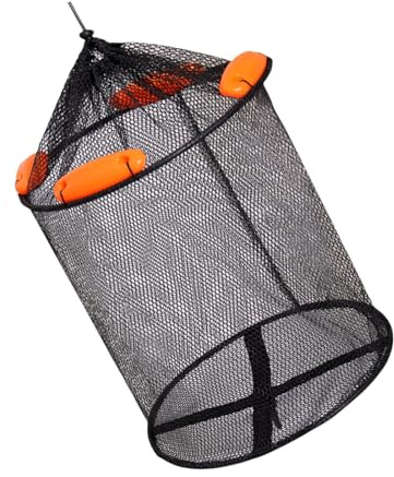 CHAKAE Rete da pesca pieghevole a bocca aperta, in nylon, resistente, con borsa per esche per una cattura efficiente nei fiumi e laghetti, cestino da pesca professionale con tubo rivestito