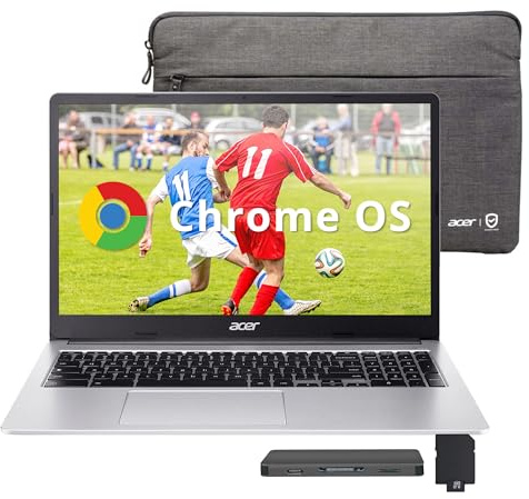 Acer Chromebook 315 Laptop FHD de 15.6 pulgadas, Intel Celeron N4500, 4 GB LPDDR4 RAM, 224 GB de almacenamiento (eMMC de 64 GB + juego de estación de acoplamiento de 160 GB), teclado numérico, cámara