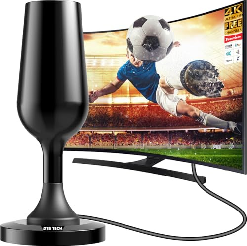Indoor TV Aerial - 2026 Upgraded TV Aerial for Smart TV, Digital TV Aerial for freeview 120+ Miles Long Range with Magnetic Base & 8.2ft Coax Cable, Supports 4K 1080P