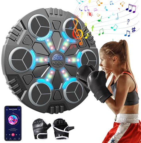 Große Musikboxmaschine für Erwachsene, 2025, Wandmontage, dick, mit Boxhandschuhen, 9 Geschwindigkeitsmodi und intelligentem Zählen, Music Boxing Maschine für Erwachsene und Kinder (S)
