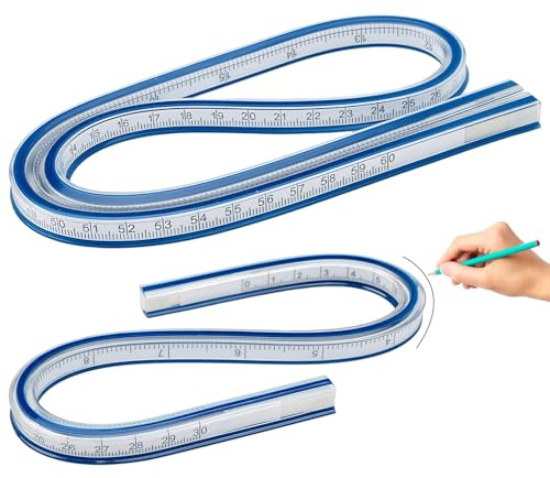 2 Regla Curva Flexible, 60 cm/30 cm Regla Flexible de Plástico, Disponible en Ambos Lados, para Oficina, Escuela, Estudio, Ropa, CarpinteríA, para Dimensiones, Patrones, Dibujos(Escala de Doble Cara)